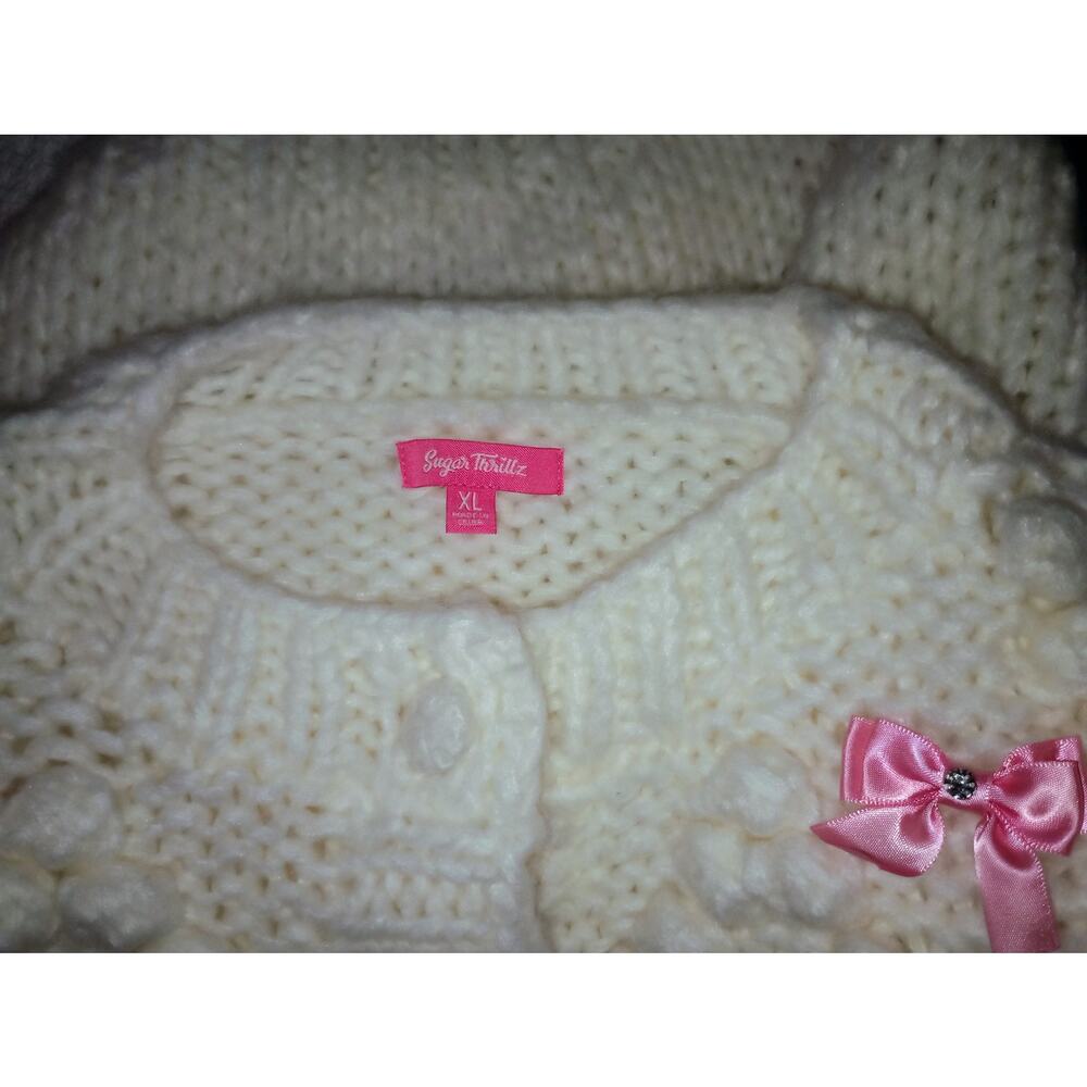 Sugar Thrillz Twinkly Aura Chunky Knit Bow Cardigan - Size XL - Coquette - Picture 7 of 7